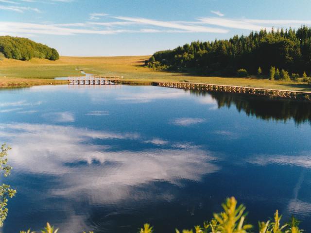 Lac de Bonnecombe on the Aubrac - Route des lacs. Trout fishing lake from May 1 to mid-September.