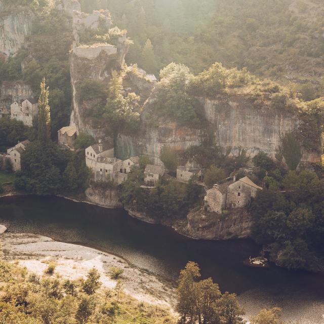 Castelbouc, a troglodyte hamlet on the edge of the Gorges du Tarn.