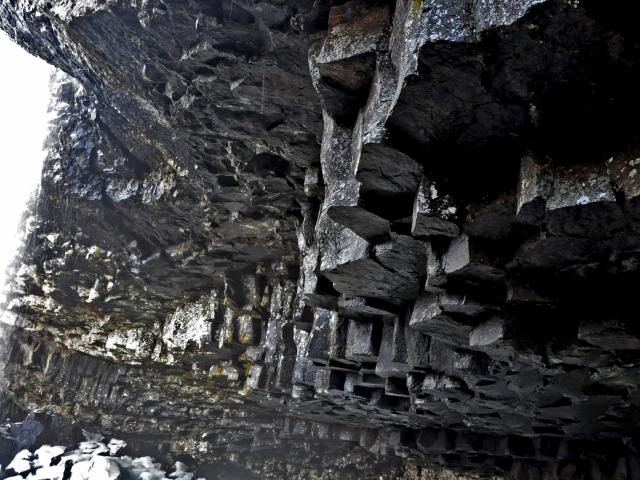 Basalt organs at the Cascade du Déroc. On the Aubrac lake route