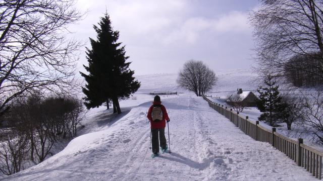 Ski de fond sur l'Aubrac au lac de Bonnecombe.