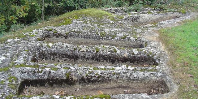 Merovingian tombs at La Tieule d'Auxillac in the Lot valley. Located on a hiking trail called Les sentiers d'Auxillac.