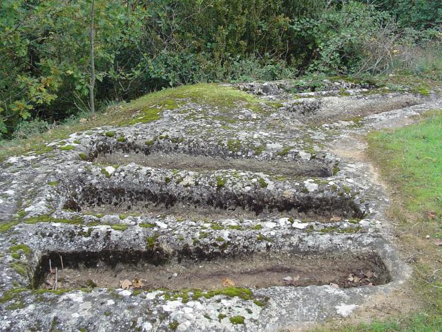 Merovingian tombs at La Tieule d'Auxillac in the Lot valley. Located on a hiking trail called Les sentiers d'Auxillac.