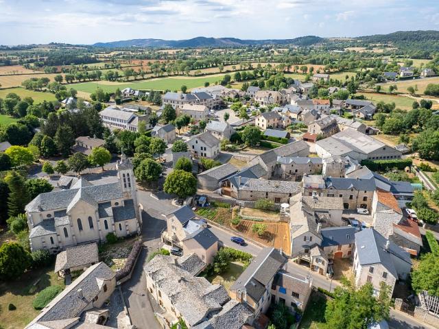 Le Massegros village on the Causse de Sauveterre - Aerial view of the village