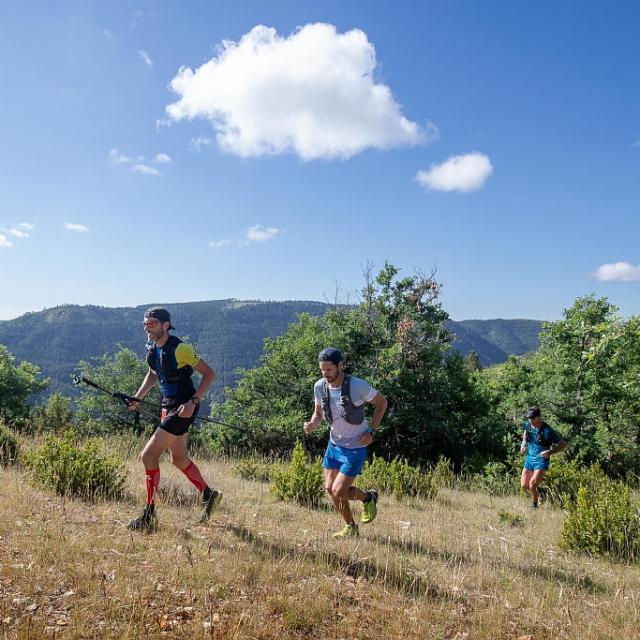 Trail on the Causse de Sauveterre, above Sainte Enimie