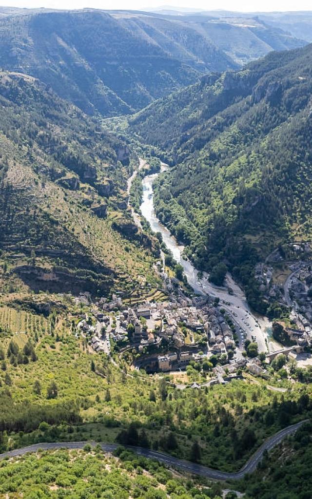 The village of Sainte Enimie from the air