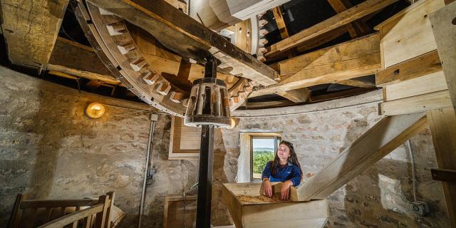 A l'intérieur du moulin à vent de la Borie sur le Causses Méjean