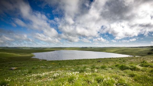 Lac De Saint Andeol and route des lacs in Aubrac.