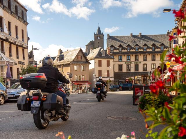 Motorcycles in the streets of Laguiole