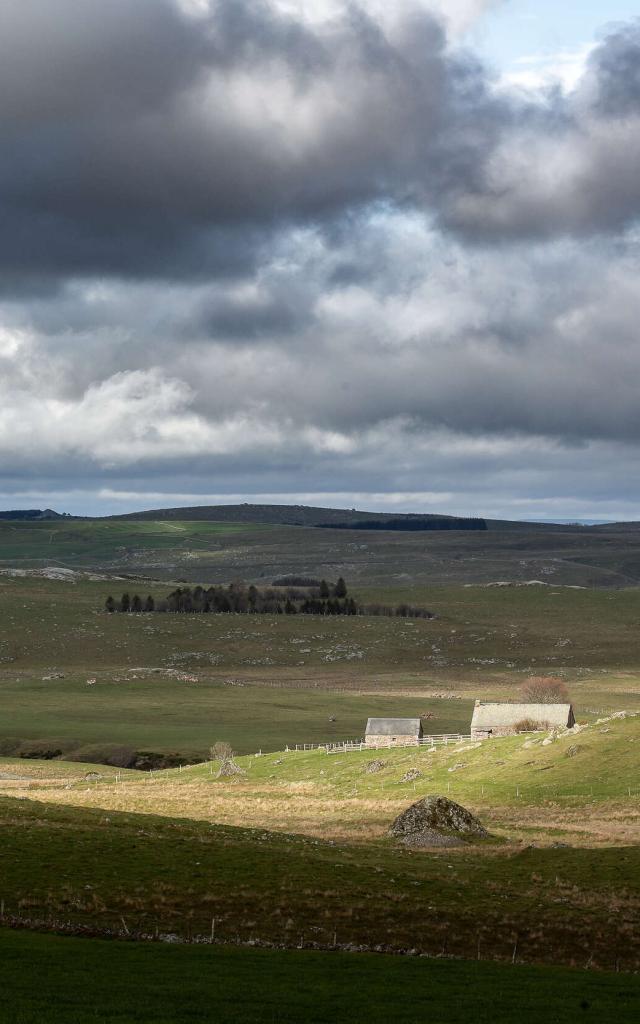 Burons Aubrac spring landscape.