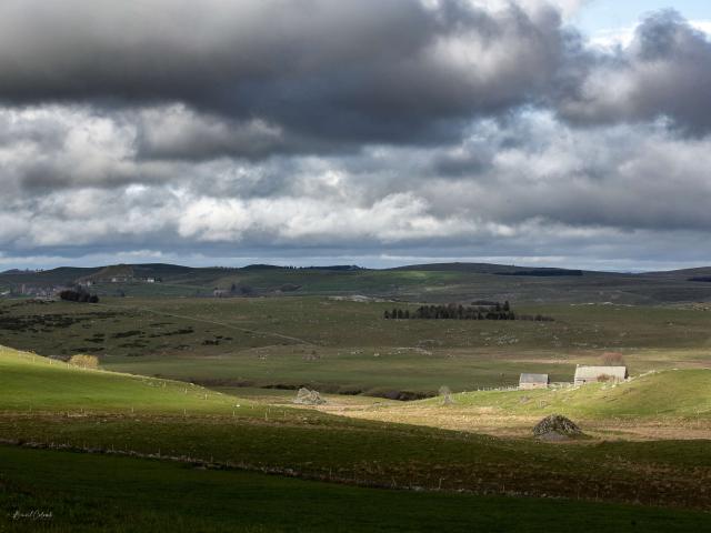 Burons Aubrac spring landscape.