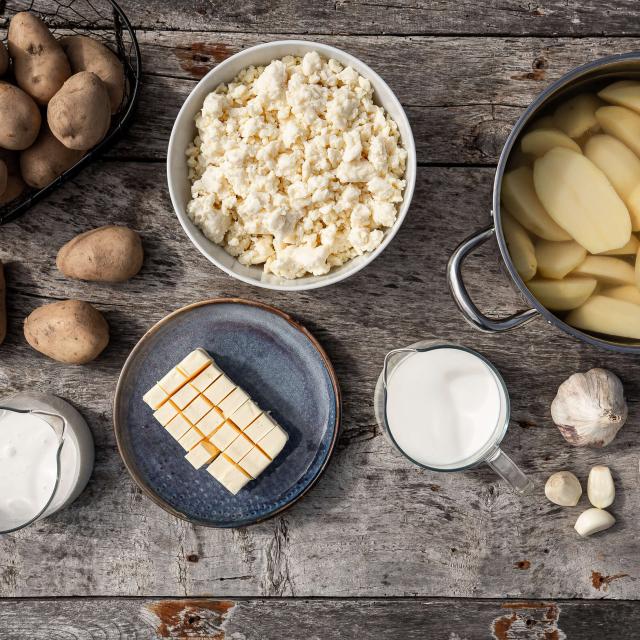 Ingredients for Aubrac speciality aligot.