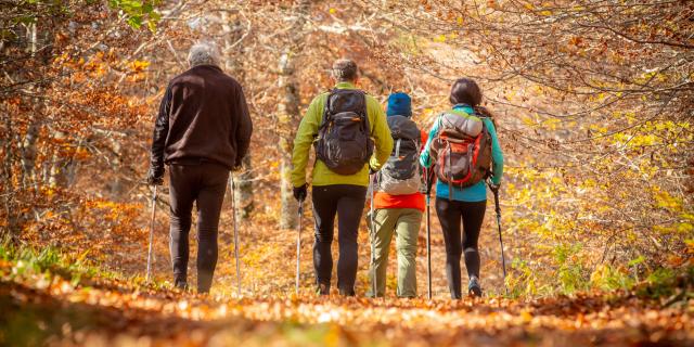 Autumn hikers in Aubrac.